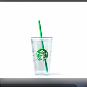 Starbucks Clear Grande with Green Straw